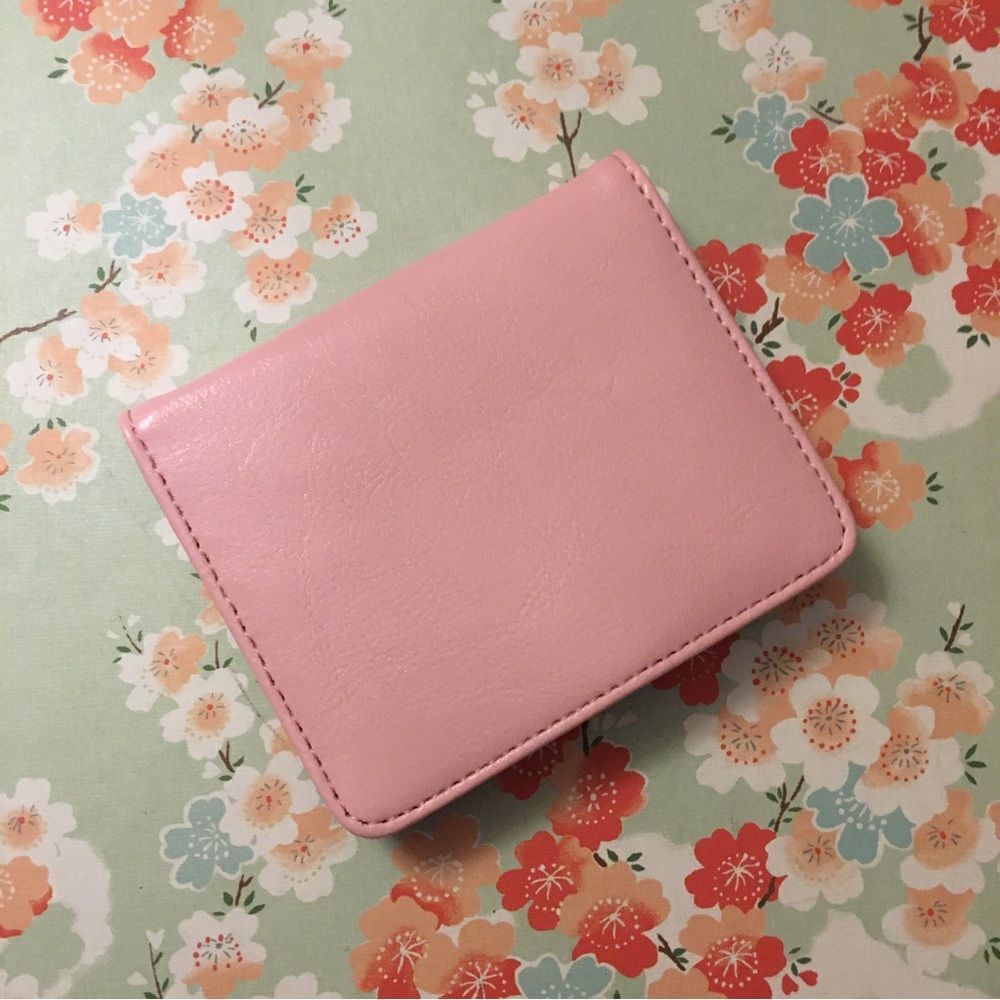 Blush Pink faux leather flip wallet snap coin purse ID case New 4” x 3” x 1”